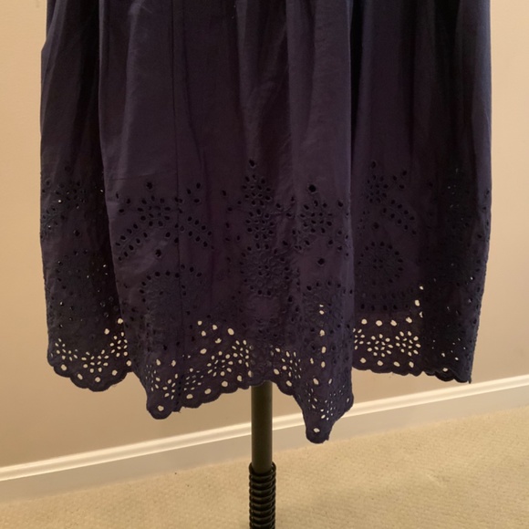 Boden Navy Blue Cotton/Eyelet Detail Summer Dress, Size 10 - Picture 5 of 10
